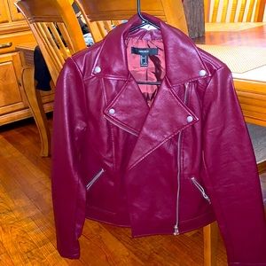 Burgundy Faux Leather Jacket